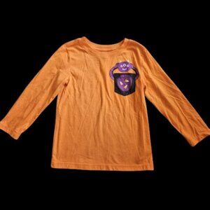 CAT & JACK Orange Monster Halloween Long Sleeved Top Boys Size 4T